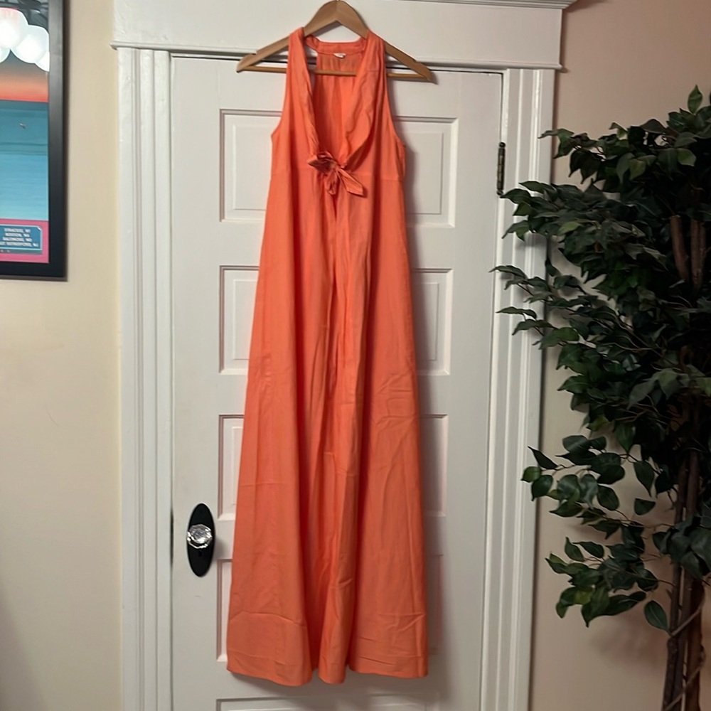 J. Crew Cotton Linen Adjustable Halter Maxi Dress